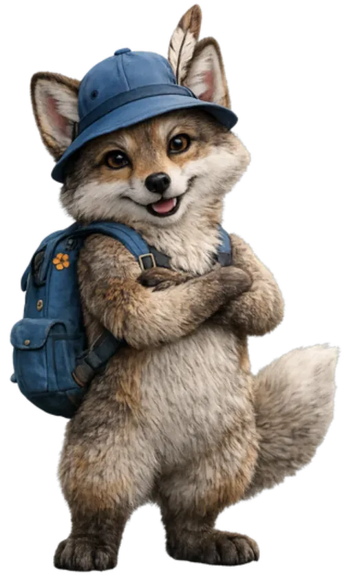 Raposa da GRAX com chapéu e mochila